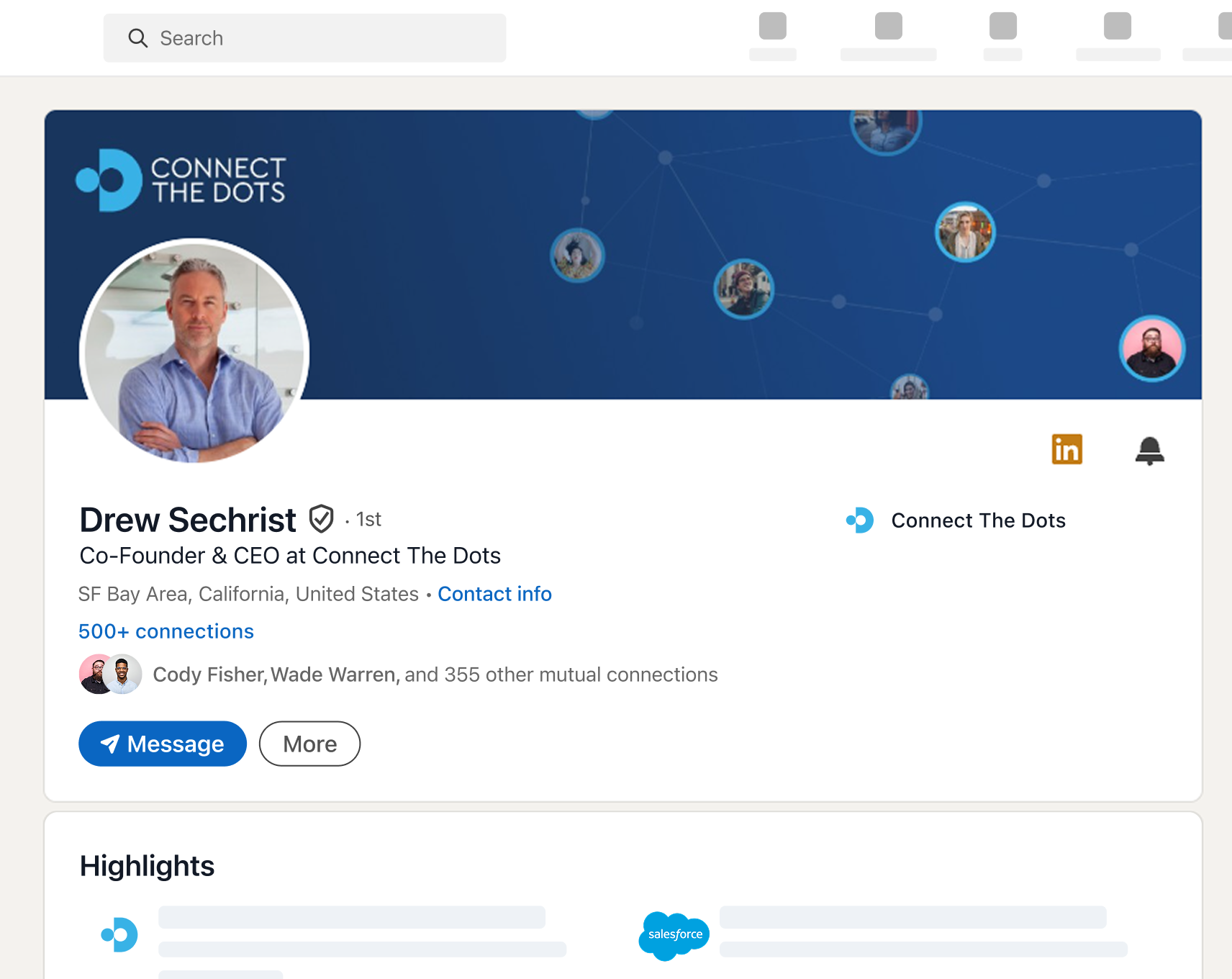 Graphic showing how we work in tandem with LinkedIn to combine their data with your email history.